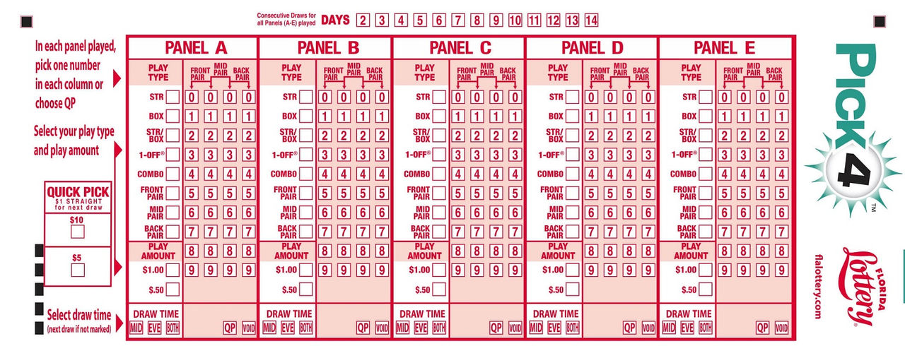 Pick 4 Playslip